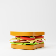Sandwich isolated over white background. Fast food concept. 3D rendering.
