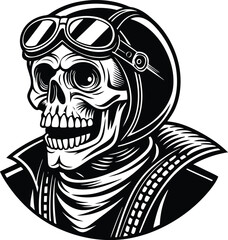 vintage-monochrome skull rider vector and shilloute.