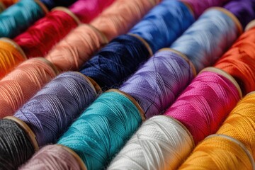 Multicolor sewing threads background