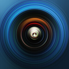 Colorful radial motion effect. Abstract rounded background. Color curves and sphere.