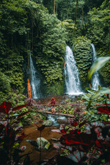 This set of Twin Waterfalls is one of the five waterfalls found in the Banyu Wana Amertha Waterfall...