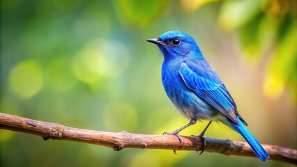Dreamy blue bird perched on a branch , fantasy, mystical, magical, feathers, flying, wildlife, nature, surreal, peaceful