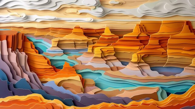 Grand Canyon paper cut art, layered history, natural beauty, USA landmark treasure
