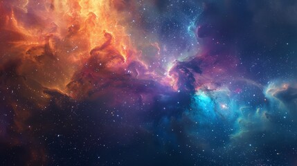 Fototapeta premium Mesmerizing stellar nebula clouds dance in cosmic tapestry, unraveling the enigma and splendor of the cosmos.