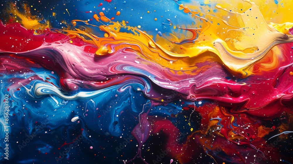 Poster design paint splatter patterns with dynamic shapes and angles to