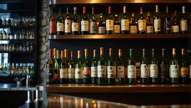 bottles of wine in a bar