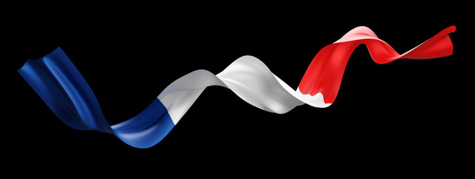 France flag isolated on black background 3D render