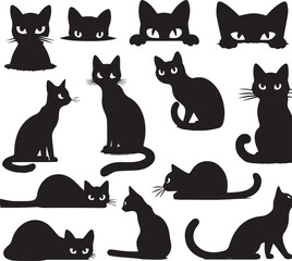 black and white cats Set 