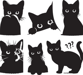 black and white cats Set  © Graphicistock
