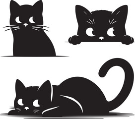 black and white cats Set 