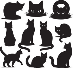 black and white cats Set 