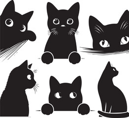 black and white cats Set 