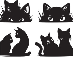 black and white cats Set 
