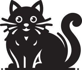 black cat cartoon Silhouette Vector 