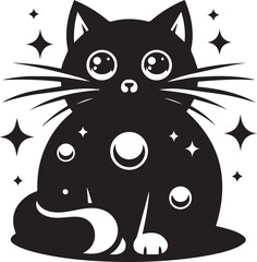 black cat cartoon Silhouette Vector 