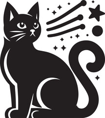 black cat cartoon Silhouette Vector 