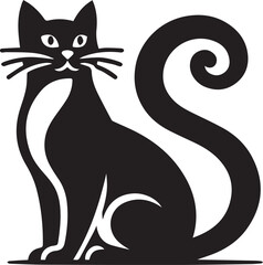 black cat cartoon Silhouette Vector 