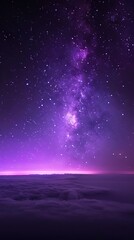 A dark purple sky with stars, a vast expanse of night sky, a distant view of the Milky Way