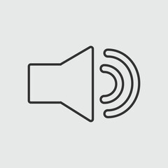 speaker volume in line style icon, loudspeaker symbol, speaker, volume, sound simple black style sign for apps and website. Vector illustration. Eps file 93.