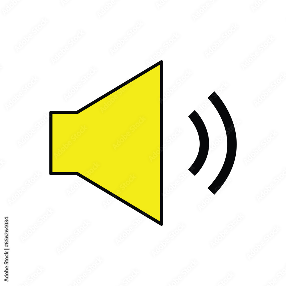 Poster speaker icon vector. volume icon vector. loudspeaker icon vector. yellow loudspeaker public sign iso