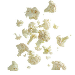 Cauliflower Florets on Transparent Background for Food Designs. Perfect for culinary designs, menu layouts, and healthy eating concepts.