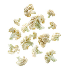 Cauliflower Florets on Transparent Background for Food Designs. Perfect for culinary designs, menu layouts, and healthy eating concepts.