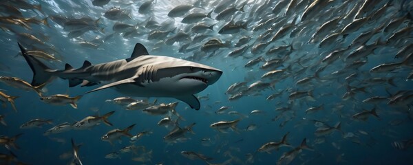 Shark swimming in the ocean. Extremely detailed and realistic high resolution illustration