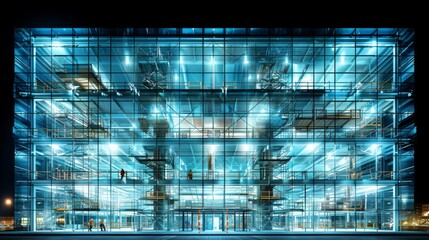 Obraz premium Illustrate a skyscraper renovation project, with scaffolding and workers updating the facade.