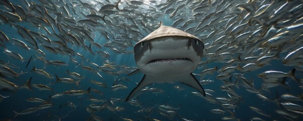 Shark swimming in the ocean. Extremely detailed and realistic high resolution illustration
