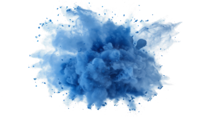 Dry Soil explosion with dirt and cloud smoke. Isolated on white background. Dirty ground abstract spread with flying particles