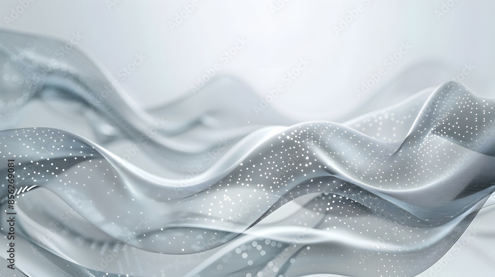 Poster gray and white abstract background with flowing particles. digital future technology concept. vector
