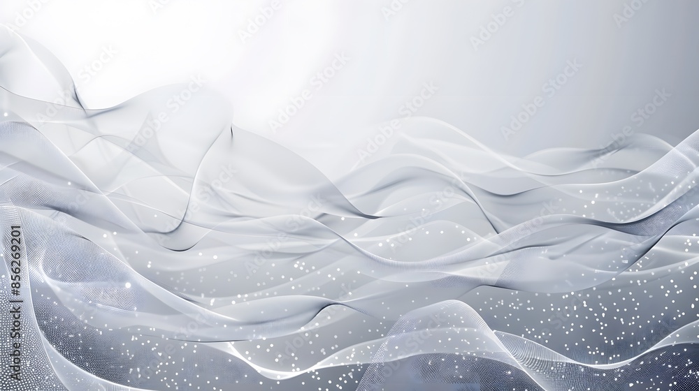 Poster gray and white abstract background with flowing particles. digital future technology concept. vector