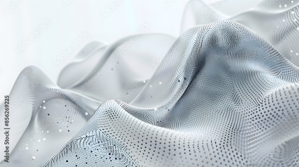 Poster gray and white abstract background with flowing particles. digital future technology concept. vector