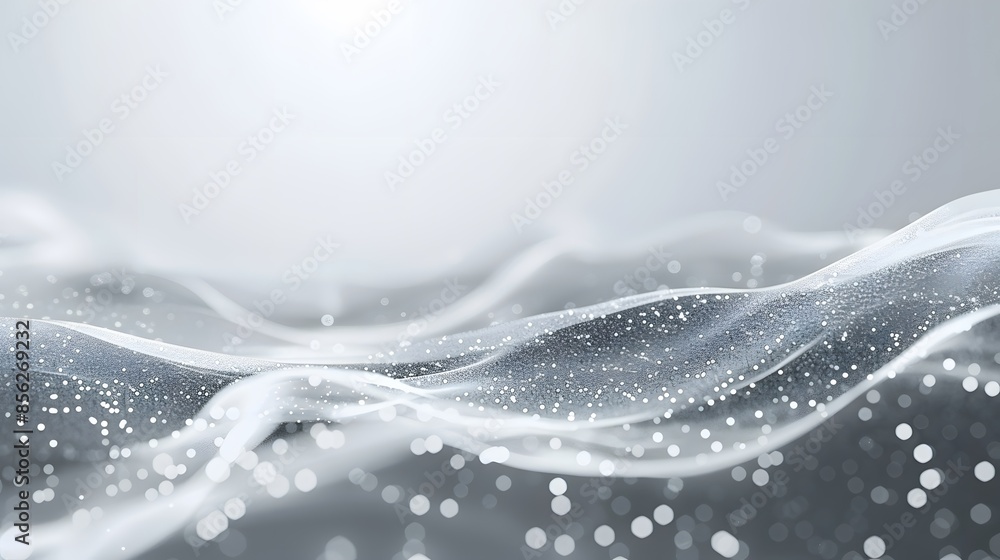 Poster gray and white abstract background with flowing particles. digital future technology concept. vector