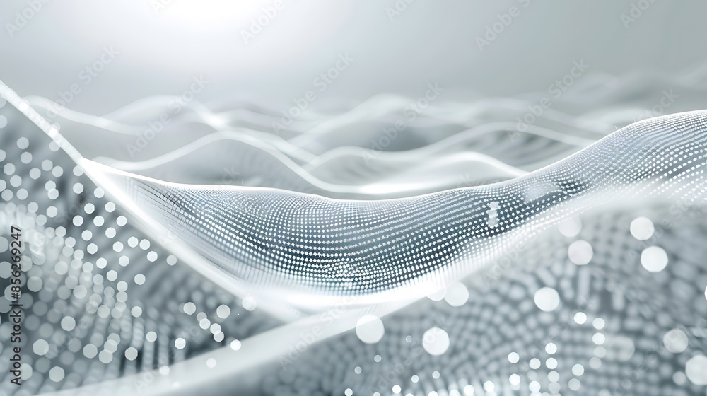 Poster gray and white abstract background with flowing particles. digital future technology concept. vector