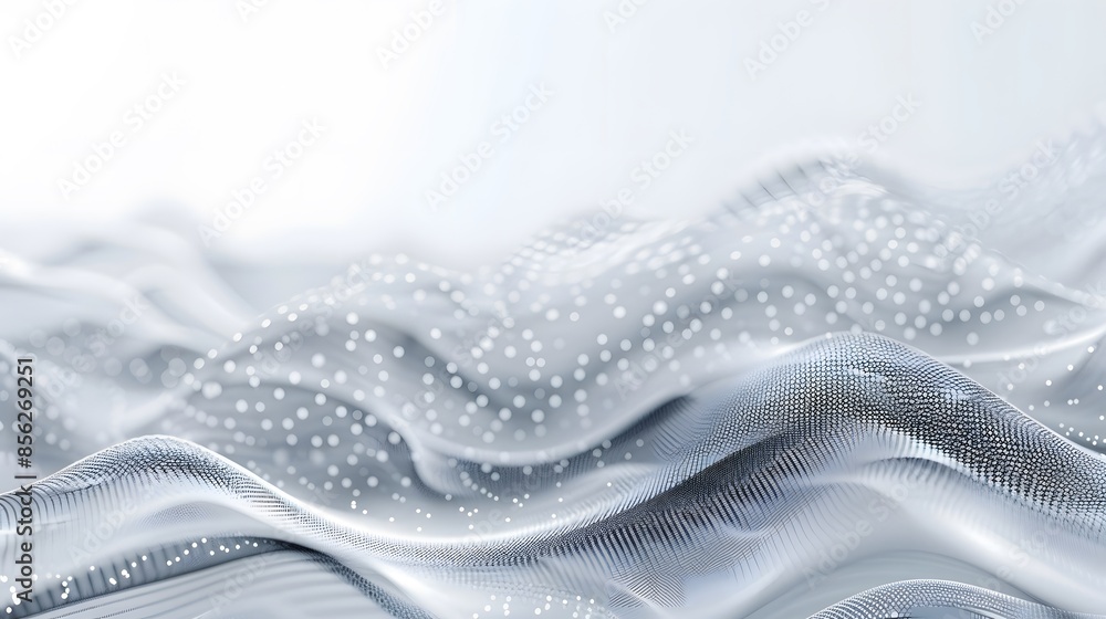 Poster gray and white abstract background with flowing particles. digital future technology concept. vector