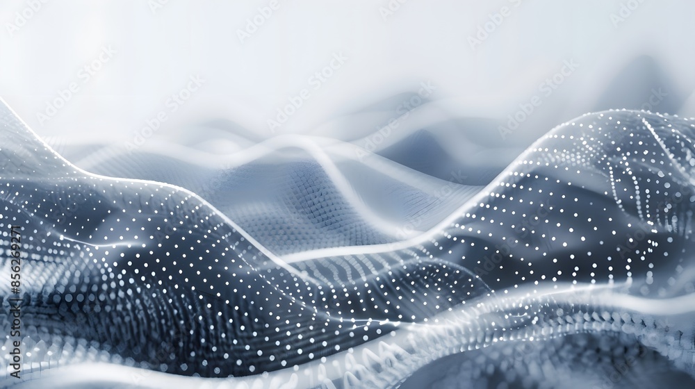 Poster gray and white abstract background with flowing particles. digital future technology concept. vector