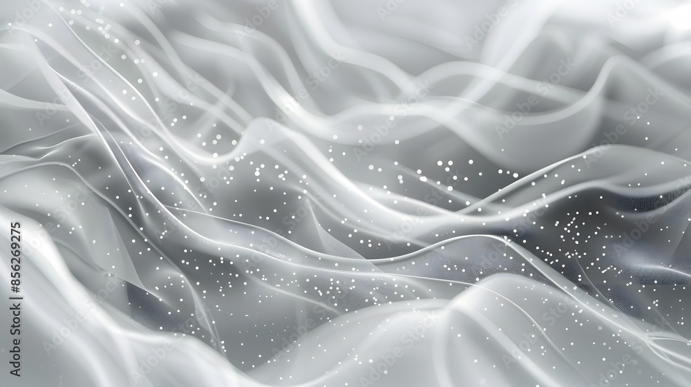 Poster gray and white abstract background with flowing particles. digital future technology concept. vector