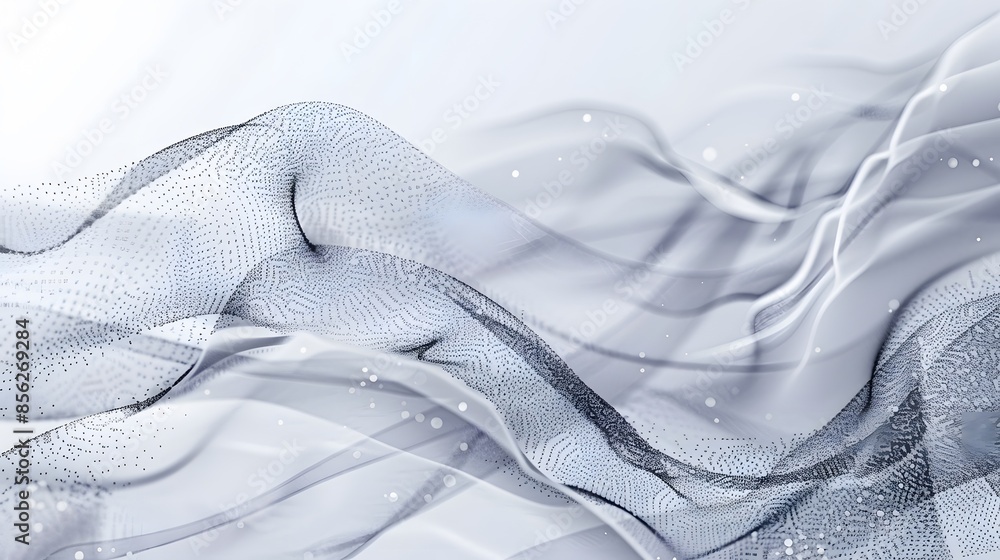 Poster gray and white abstract background with flowing particles. digital future technology concept. vector