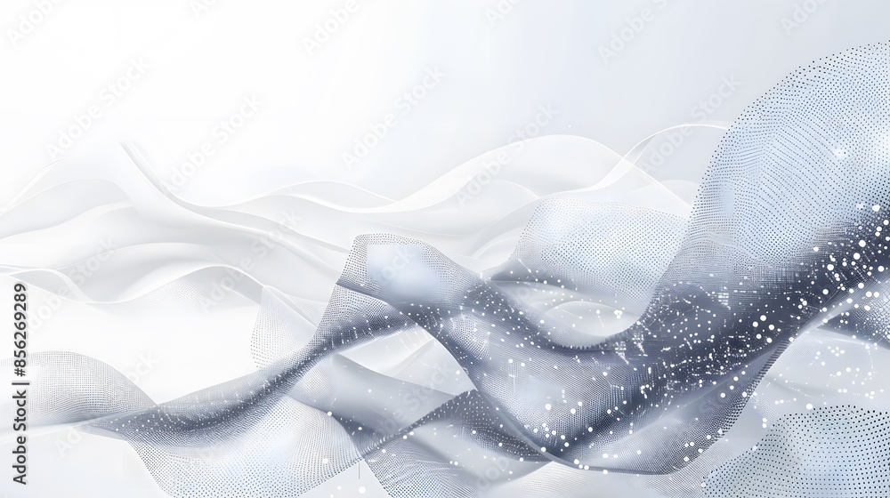 Poster gray and white abstract background with flowing particles. digital future technology concept. vector
