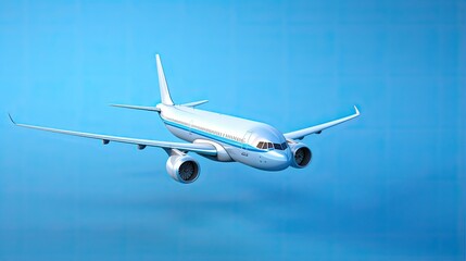 Naklejka premium A sleek and sophisticated airplane soars through the clear blue sky.