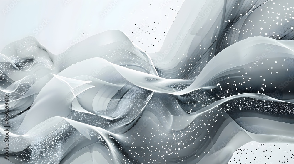 Poster gray and white abstract background with flowing particles. digital future technology concept. vector