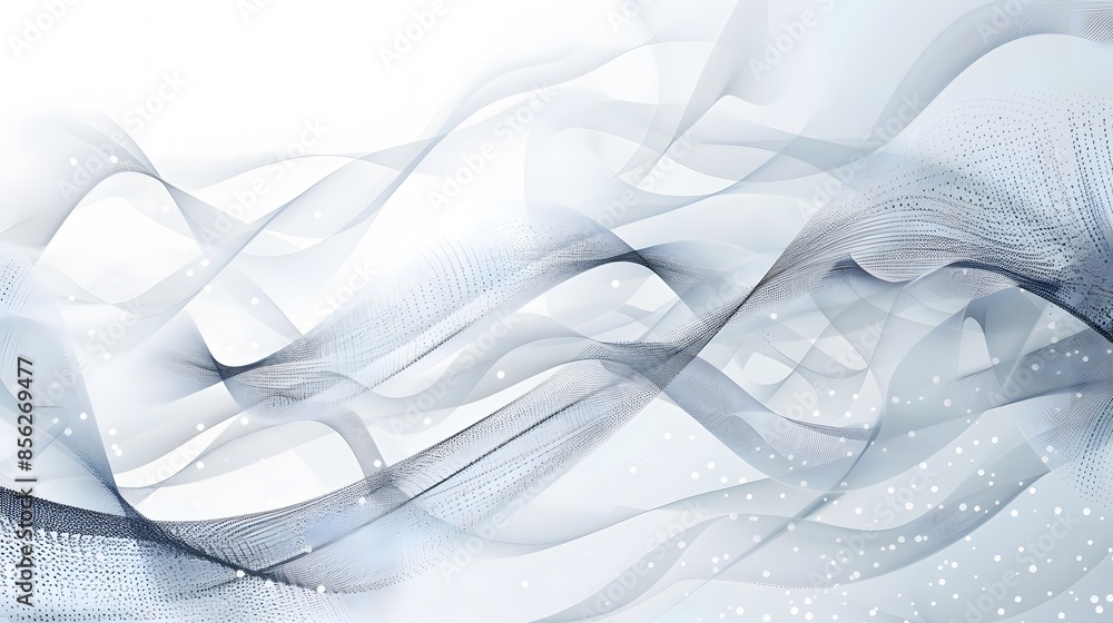 Poster gray and white abstract background with flowing particles. digital future technology concept. vector