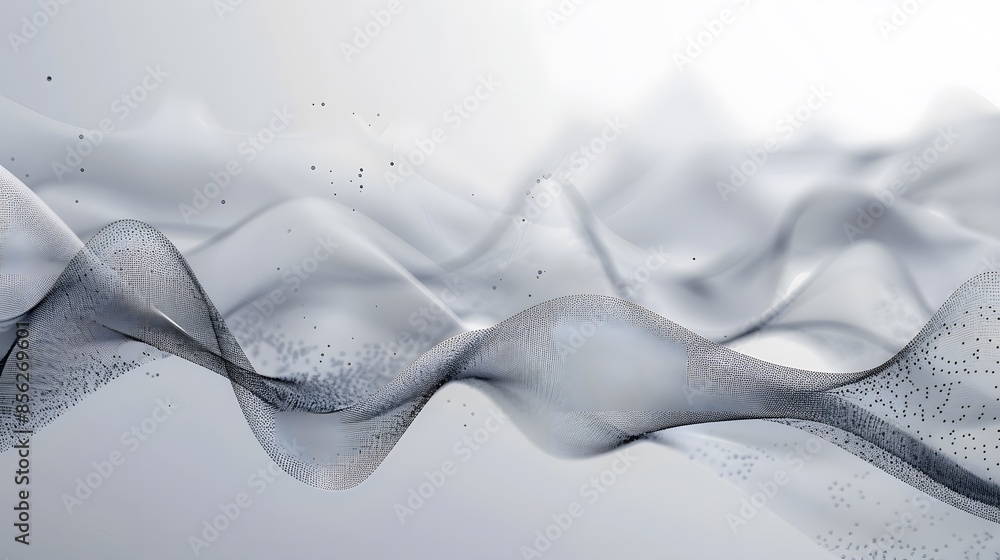 Poster gray and white abstract background with flowing particles. digital future technology concept. vector