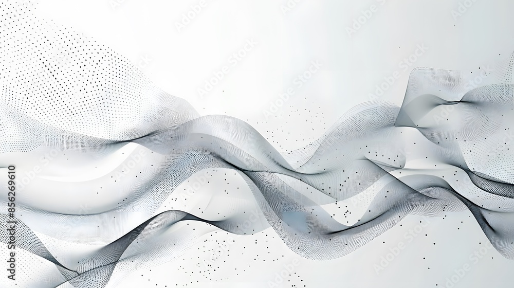 Poster gray and white abstract background with flowing particles. digital future technology concept. vector