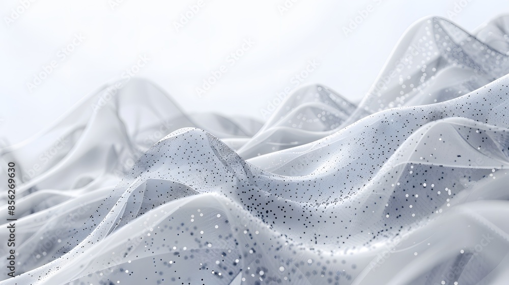Poster gray and white abstract background with flowing particles. digital future technology concept. vector