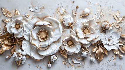 Abstract Elegance: A Luxurious Wallart Display of Textured Florals as Wallpaper