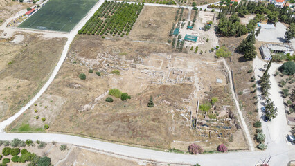 Ruins of temple in Corinth, Greece - Archaeology background.