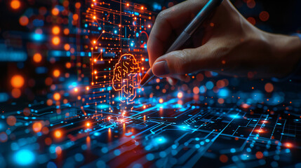 Internet of Things IoT, digital marketing, E-commerce, global business concept. Man using mobile phone and laptop computer with digital technology