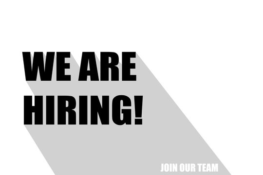 We are hiring white vector banner. Announcement of a vacancy for an employee. Illustration of employee reception. Business recruiting concept.